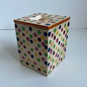 Vintage Revelation Japan cream polka dot rectangular canister w lid cookie jar